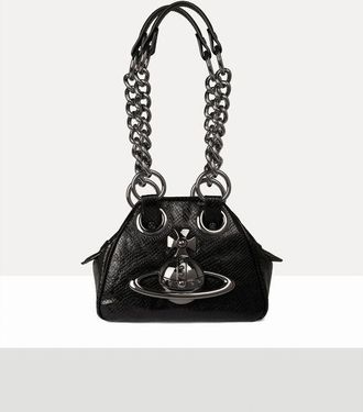 Vivienne Westwood Archive Orb Chain Handbag Python-effect Emboss Black