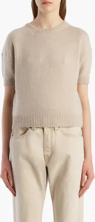 Khaite Golden Short Sleeve Cashmere Sweater in Sepia at Nordstrom, Size Medium