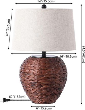 Jonathan Y Designs Alaro Farmhouse Coastal Water Hyacinth Basket LED Table Lamp in Dark Brown at Nordstrom