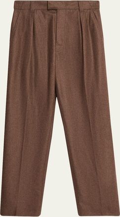Loro Piana Mens Reinga Pleated Wool-Cashmere Trousers