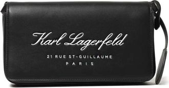 Karl Lagerfeld Hotel Karl Flap Shoulder Bag Tech Leather - Dames - Schoudertassen - Zwart - ONE Size - Tassen