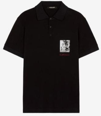 Roberto Cavalli Tiger Patch Cotton Polo Shirt, Size XX-Large