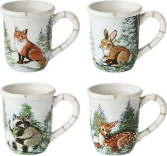 Certified International Winter Cabin Set Of 4 Mugs