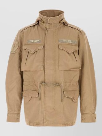 Polo Ralph Lauren cotton jacket hood drawstring waist epaulettes