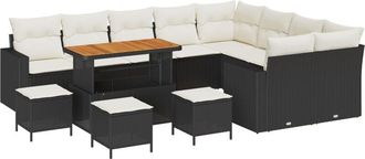 vidaXL Vidaxl - Garden Sofa Set Height-Adjustable 13 pcs Black Poly Rattan