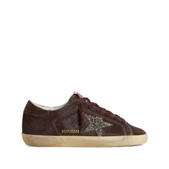 Golden Goose Brown Leather Glitter Star Trainers