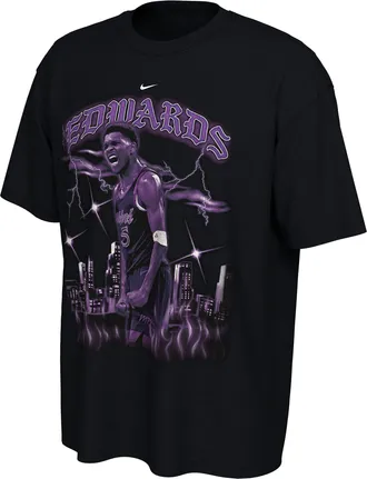 Nike Anthony Edwards Minnesota Timberwolves City Edition Nike Mens NBA T-Shirt in Black | IX5400-010