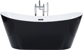 Beliani Beliani - Ba&ntilde;era Independiente De Acr&iacute;lico Negro Plateado Con Rebosadero 180 Cm Moderno Antigua