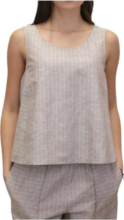 Max Mara Manika Top - Dames - Tops zonder mouwen - Beige - M - Katoen - Tops