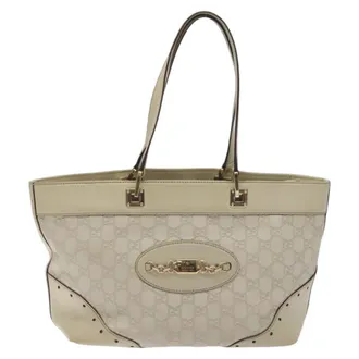 Gucci Gg Canvas Canvas White Canvas Bag (Pre-Owned)