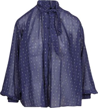 Forte_Forte Dames, Blouses & Shirts, Blauw, Maat: M Katoen