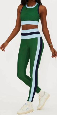 Beach Riot Mariella Ribbed Fabric Legging In Ivy Colorblock