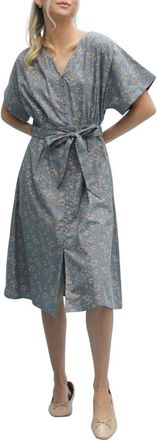 Wishlist Floral Cotton Midi Dress in Teal/Mocha at Nordstrom Rack, Size Medium