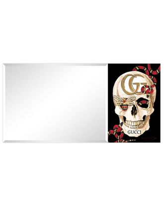 Empire Art Direct Gg Skull Rectangular Beveled Mirror On Free Floating Printed Tempered Art Glass