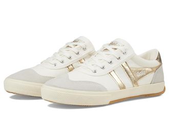 Gola Badminton Womens Shoes Off-White/Gold : 6.5 B - Medium, Suede/Leather/Canvas