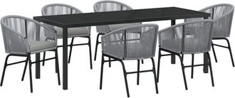 vidaXL Garden Dining Set 7 pcs Grey Poly rattan vidaXL