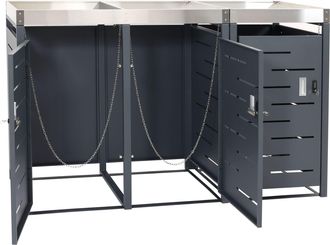 Hhg Cubo De Basura De 3 Piezas Hhg 044b, Cubo De Basura, Jardinera Combinaci&oacute;n Acero Inoxidable-metal 63kg 110x175x62cm Extensible