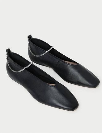 Loeffler Randall Womens Emery Crystal Ballet Flat In Black