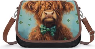 Generic Highland Cow St Patricks Day Small Womens Crossbody Bags Shoulder Handbag with Adjustable Strap for Travel