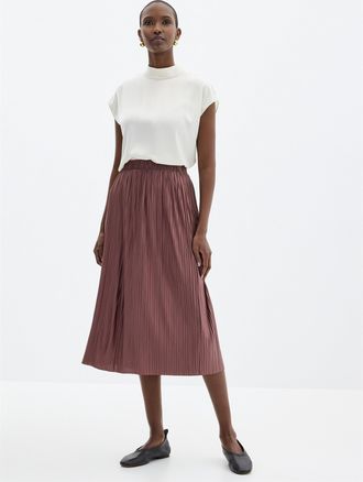 Contemporaine Womens Pleated satiny skirt
