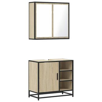 Berkfield Home 2 Piece Bathroom Furniture Set Sonoma Oak Engineered Wood in Brown