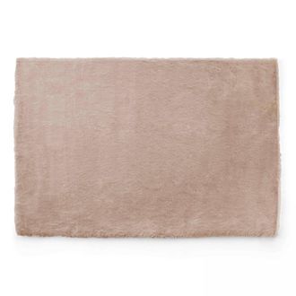 Oviala Alfombra rectangular de imitaci&oacute;n de piel beige de 120 x 160 cm
