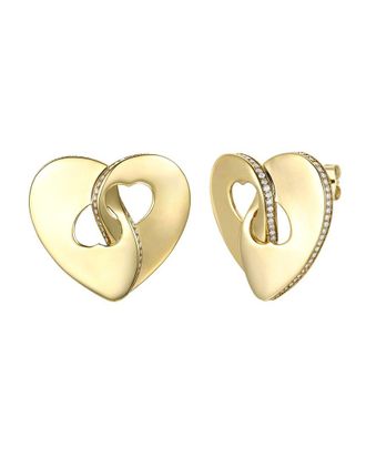 Rachel Glauber 14K Plated Cz Heart Studs
