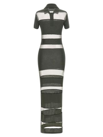 Coperni Striped Sheer Polo Dress - Olive Green