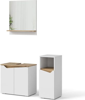 Vicco Conjunto De Muebles De Ba&ntilde;o Marelle, Blanco, 3 Piezas, Con Mueble Alto