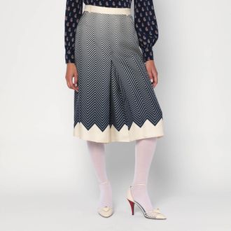 Valentino Blue/ivory silk skirt