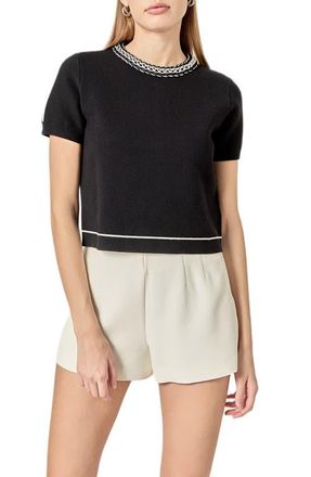 English Factory Braided Neckline Knit Top in Black at Nordstrom, Size X-Small