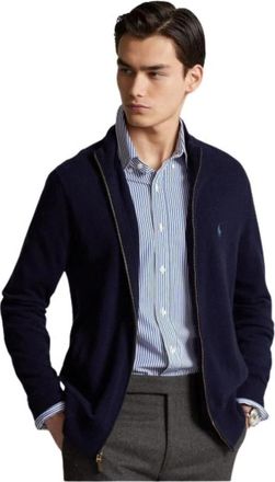 Polo Ralph Lauren Zip-throughs - Heren - Vesten met rits - Blauw - L - Wol - Hoodies & sweatvesten