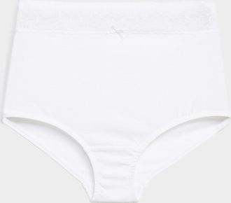 Miiyu Womens Lace trim stretch high-waist boyshort Organic cotton