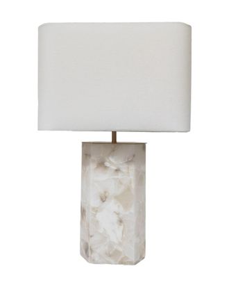 Deco Wood L&aacute;mpara de mesa de alabastro en color blanco de 60cm