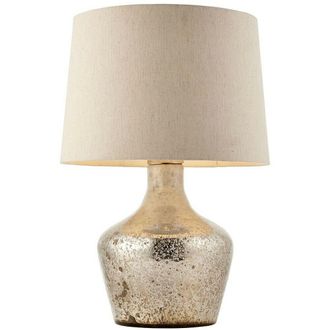 Loops Modern Table Lamp Hammered Pearl Ombre & White Linen Shade Feature Bedside Light