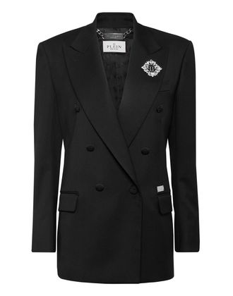 Philipp Plein Double-Breasted Blazer Brooch