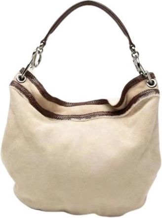 Loewe Pre-owned Shoulder Bags, female, Beige, Size: ONE SIZE Pre-owned Suede Tote
