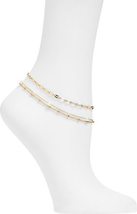 Nordstrom Rack Demi Fine Faux Pearl Multi Strand Anklet in White- Gold at Nordstrom Rack