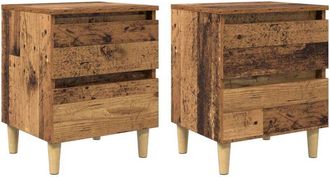 vidaXL Armarios De Cama Con Caj&oacute;n 2 Pcs Madera Vieja 40 X 35 X 50 Cm Vidaxl