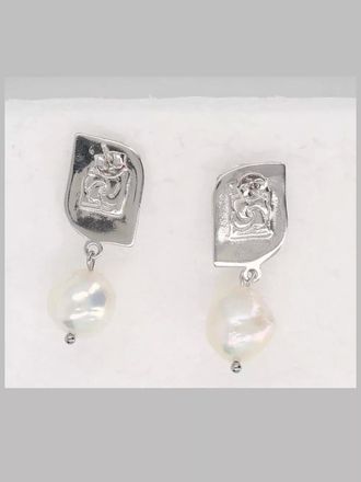 Magda Butrym rhodium-plated rose drop earrings