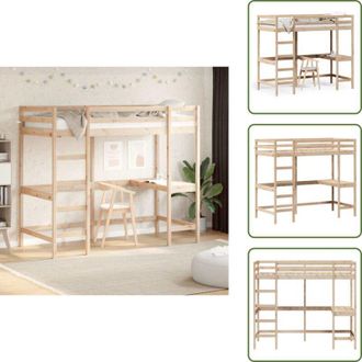 vidaXL Letto in legno - vidaXL Letto Soppalco con Scrivania 90x190 cm Legno Massello Pino - Letto in pino