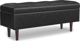 Simpli Home Shay 48In Mid Century Modern Rectangular Storage Ottoman