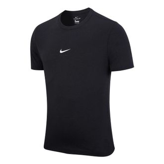 Nike Mens Nike Solid Color Logo Round Neck Pullover Short Sleeve Black T-Shirt DD9211-010