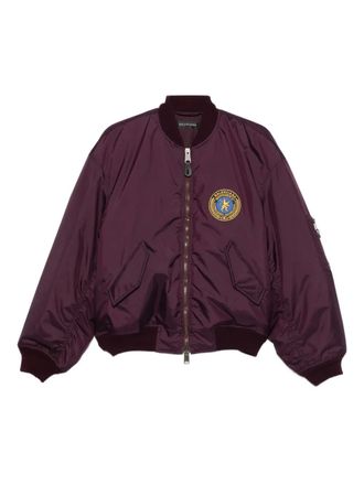 Balenciaga logo-patch bomber jacket - women - Cotton/Polyurethane/Polyamide/Polyester/Cotton/Polylactic Acid (PLA)/Silk/Polyester - 36 - Purple