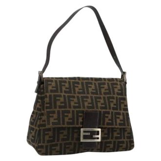 Fendi Pre-owned Shoulder Bags, female, Brown, Size: ONE SIZE Pre-owned Zucca Canvas Shoulder Bag