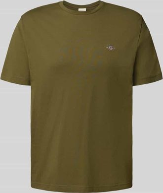 GANT Regular Fit T-Shirt mit Label-Stitching in Oliv, Größe XXL