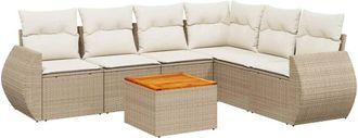 vidaXL Vidaxl - Set Sof&aacute;s De Jard&iacute;n 7 Piezas Y Cojines Rat&aacute;n Sint&eacute;tico Beige