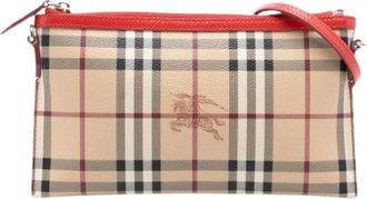 Burberry Pre-owned Cross Body Bags, female, Beige, Size: ONE SIZE Pre-owned Haymarket Check Crossbody