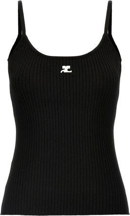 Courr&egrave;ges Reedition Rib Knit Tank Top - Dames - Tops zonder mouwen - Zwart - M - Polyester - Tops