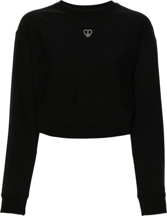Moschino logo-patch sweatshirt - women - Cotton - S - Black